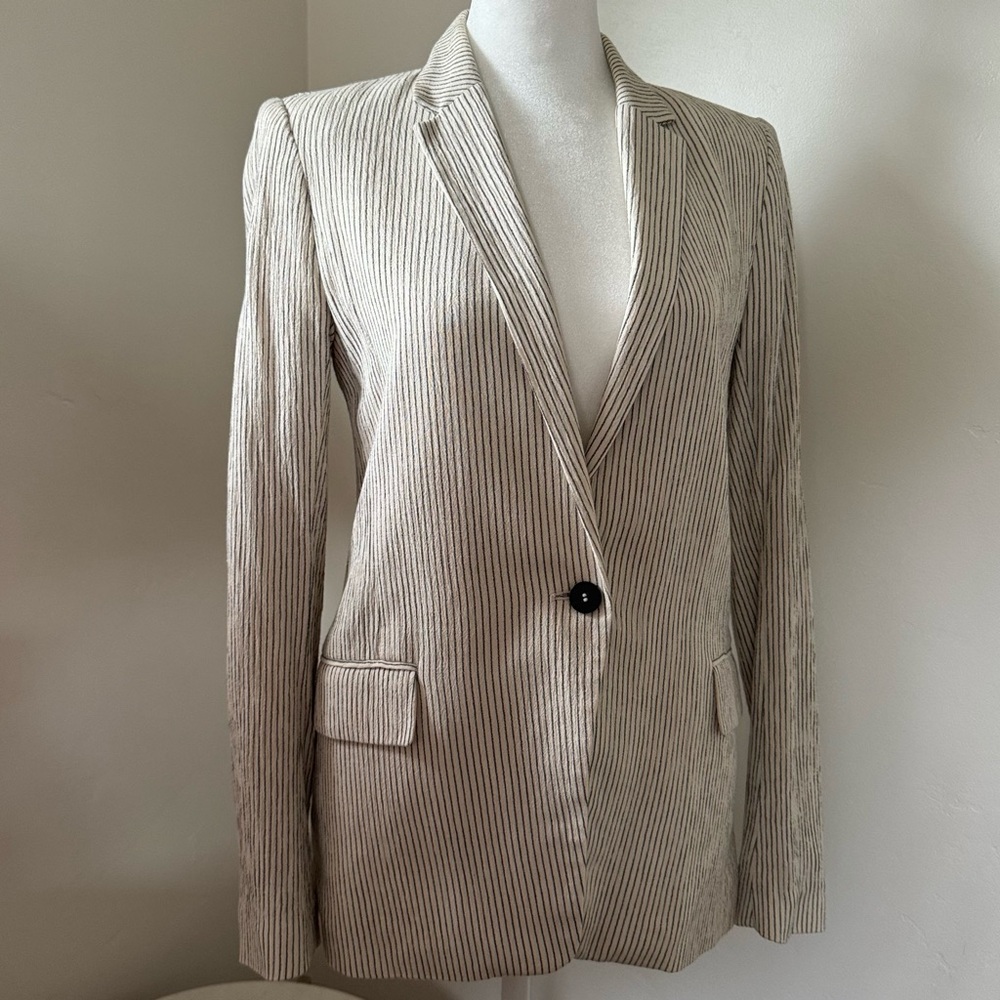 H&M Women’s Striped Beige Summer Blazer size 2